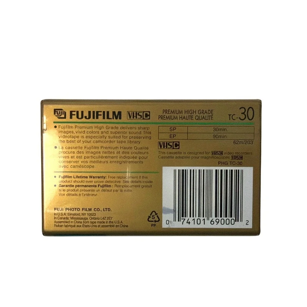 Fujifilm Pro VHS-C 30 TC-30 Blank Video Cassette Tape Premium High Grade Sealed